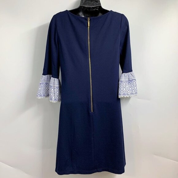 Eliza J Women's 3/4 Sleeve Flare Cuff Shift Dress In Navy Size 4 - Picture 3 of 14
